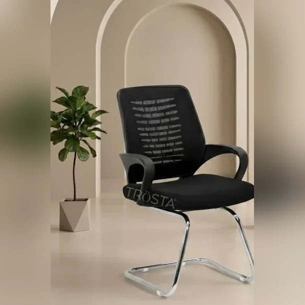 Sudam 805 cantilever visitor chair with black mesh back and chrome frame