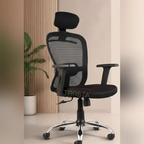 Sudam Butterfly high-back black mesh chair with headrest