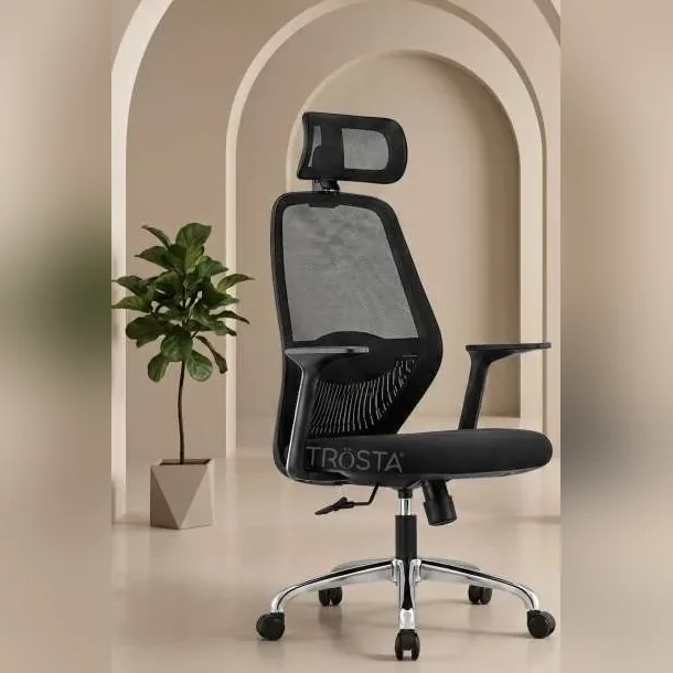 Sudam Golf high-back black mesh chair with adjustable headrest