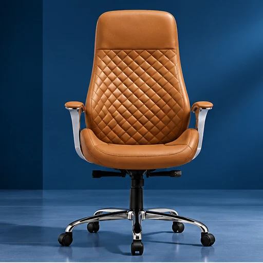 Sudam Grand Diamond HB executive chair in cognac diamond-quilted leatherette, front view
