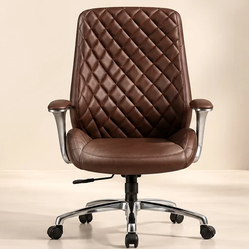 Sudam Grand Diamond MB executive chair in dark brown diamond-quilted leatherette, front view