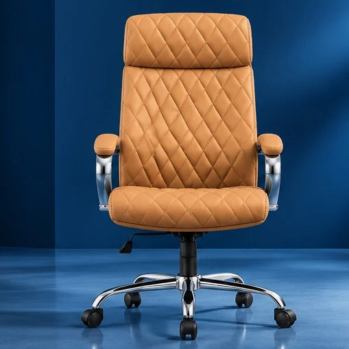 Sudam Monarch HB office chair in tan quilted leatherette, front view