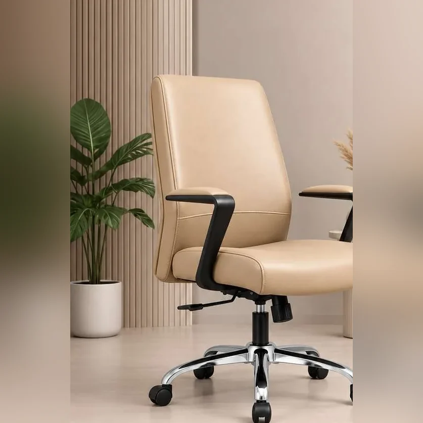 Sudam Noble mid-back office chair in cream leatherette