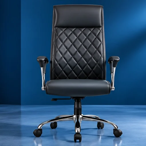 Sudam Octiva HB office chair in black diamond-stitched leatherette, front view