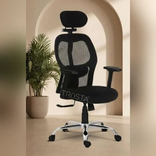 Sudam Oscar high-back black mesh chair with headrest