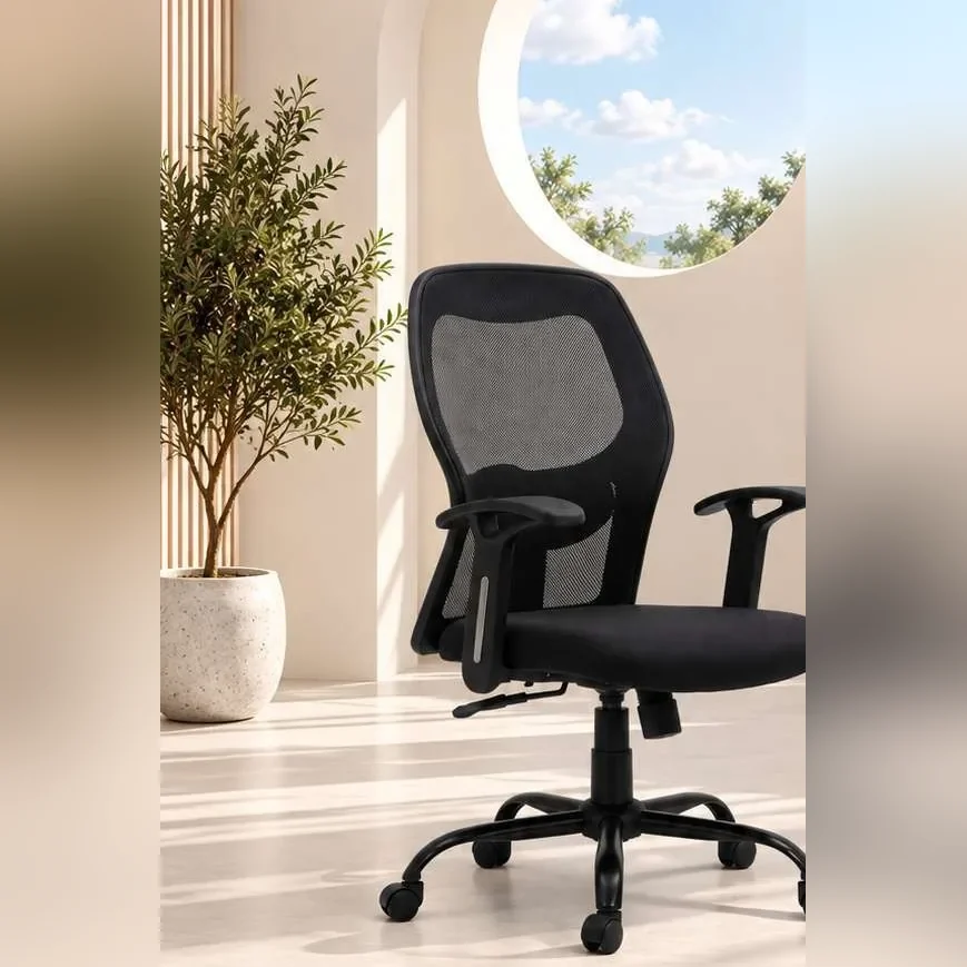 Sudam Oscar MB Lite black mesh chair with black base