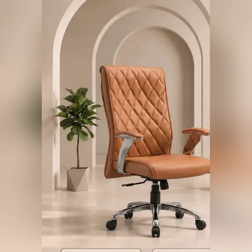 Sudam Regent mid-back office chair in tan leatherette